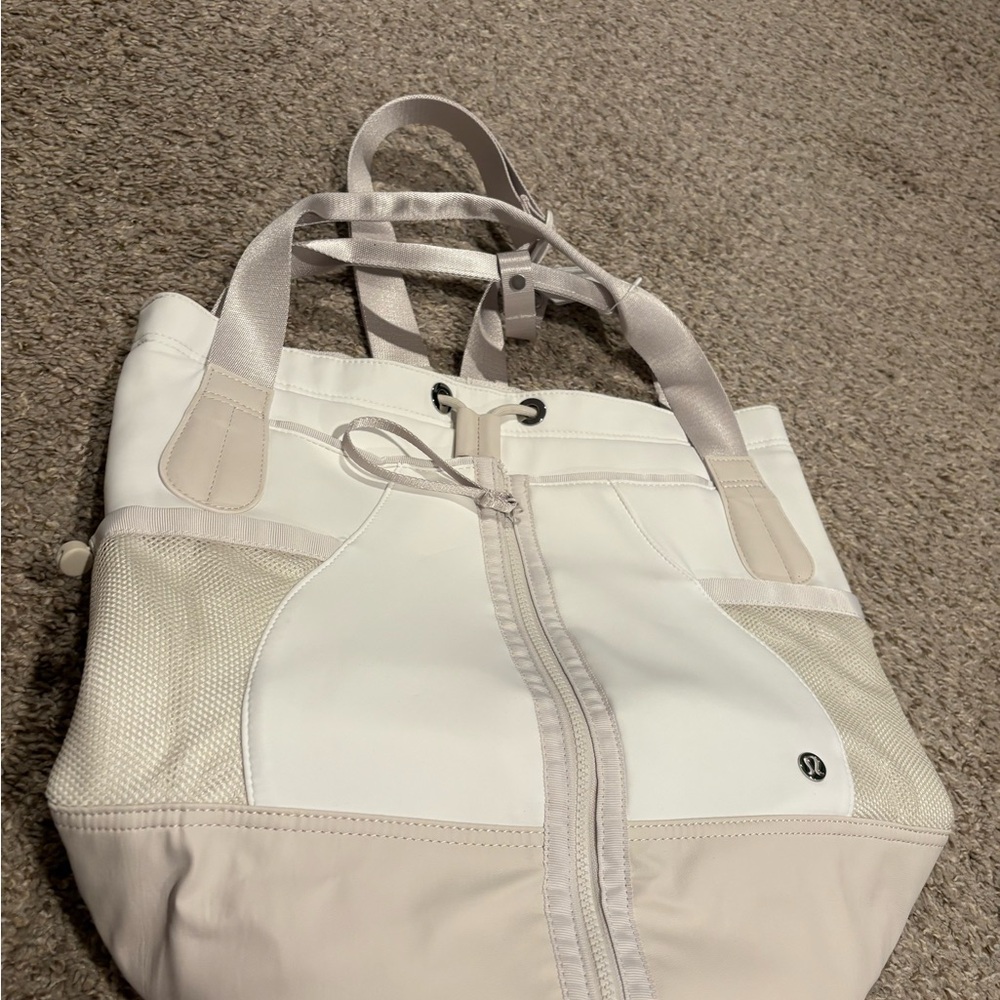 lululemon athletica Cream and White Tote Bag